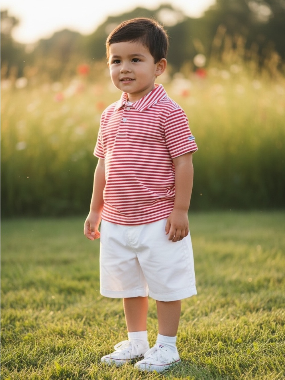 Edgehill Collection Boys' Red White Polo white shorts Set size 6T